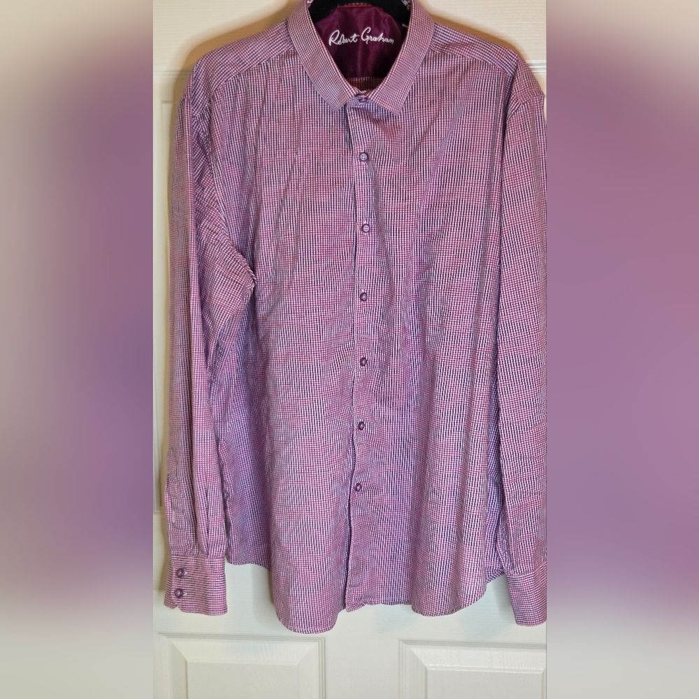Robert Graham XL Pink Blue Checkered Lslv Men's Shirt